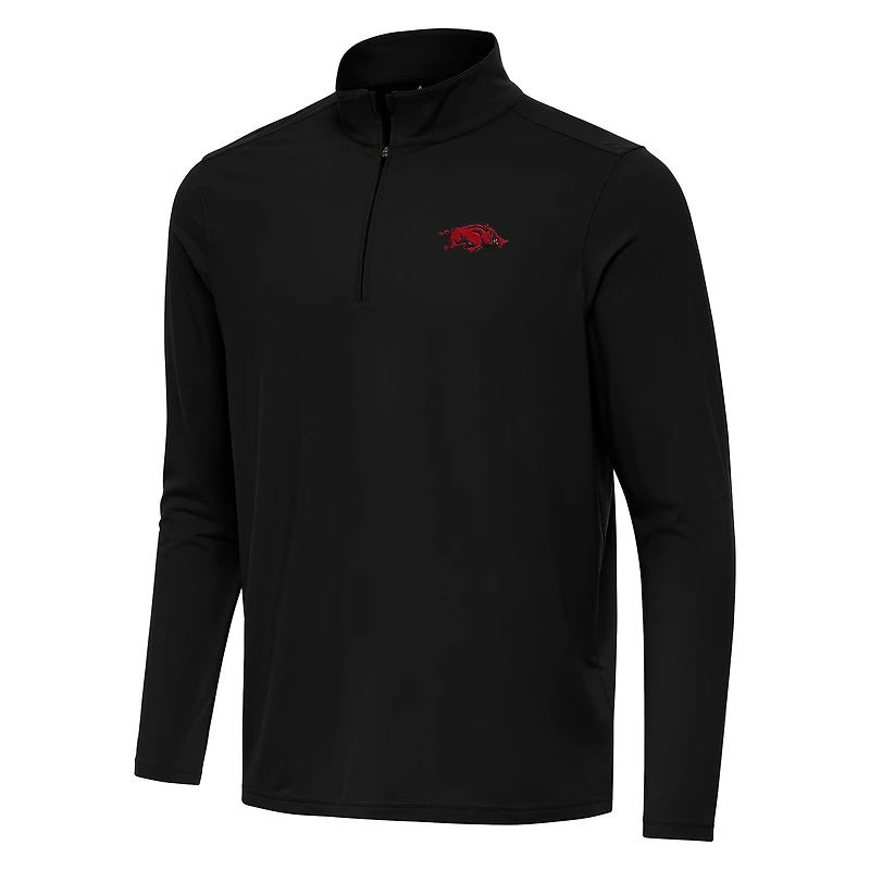 Men's Antigua Black Arkansas Razorbacks Intent Quarter-Zip Top