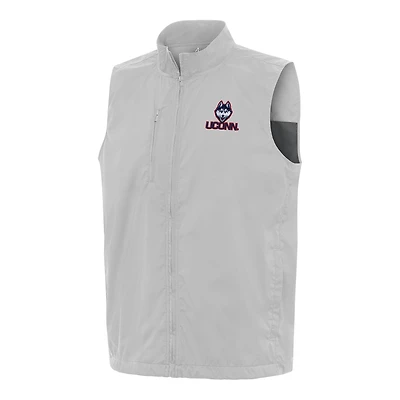 Men's Antigua Gray UConn Huskies Brisk Full-Zip Vest