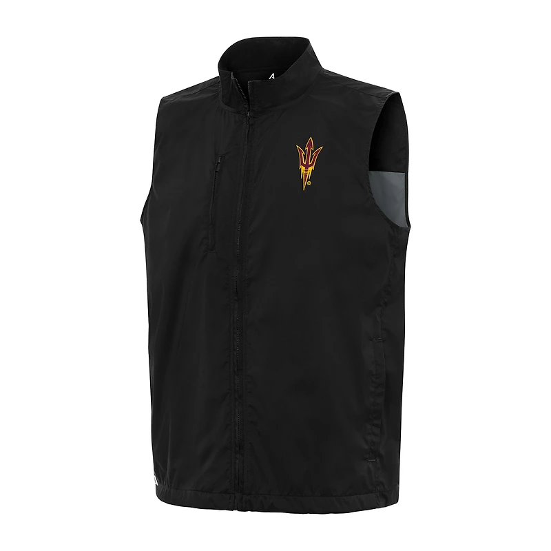 Men's Antigua  Black Arizona State Sun Devils Brisk Full-Zip Vest