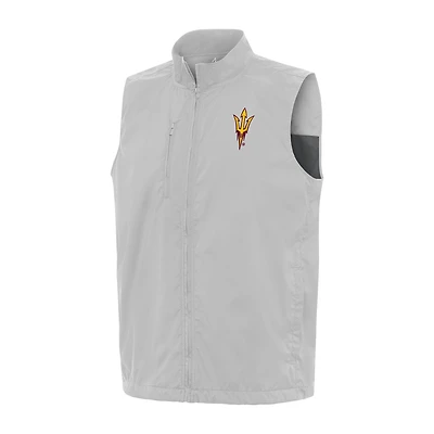 Men's Antigua  Gray Arizona State Sun Devils Brisk Full-Zip Vest