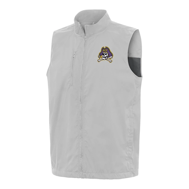 Men's Antigua  Gray ECU Pirates Brisk Full-Zip Vest