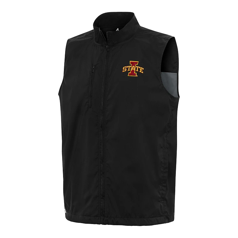 Men's Antigua Black Iowa State Cyclones Brisk Full-Zip Vest