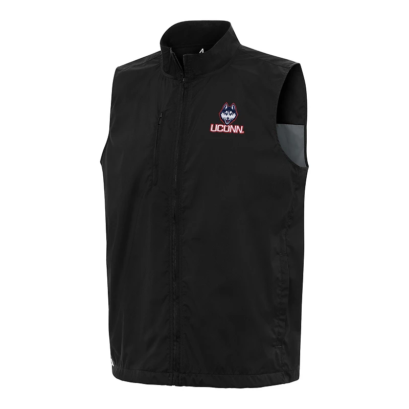 Men's Antigua Black UConn Huskies Brisk Full-Zip Vest