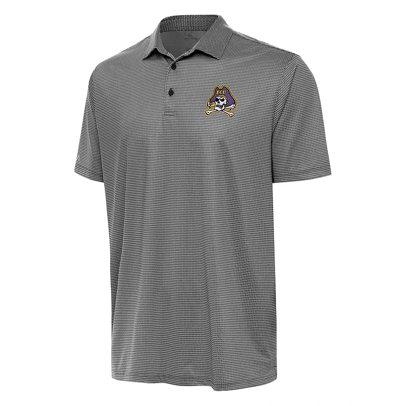 Men's Antigua Black/White ECU Pirates Rings Polo