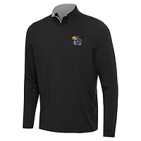 Men's Antigua Black/Gray Kansas Jayhawks Content Quarter-Zip Pullover Top