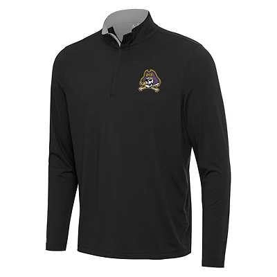 Men's Antigua Black/Gray ECU Pirates Content Quarter-Zip Pullover Top