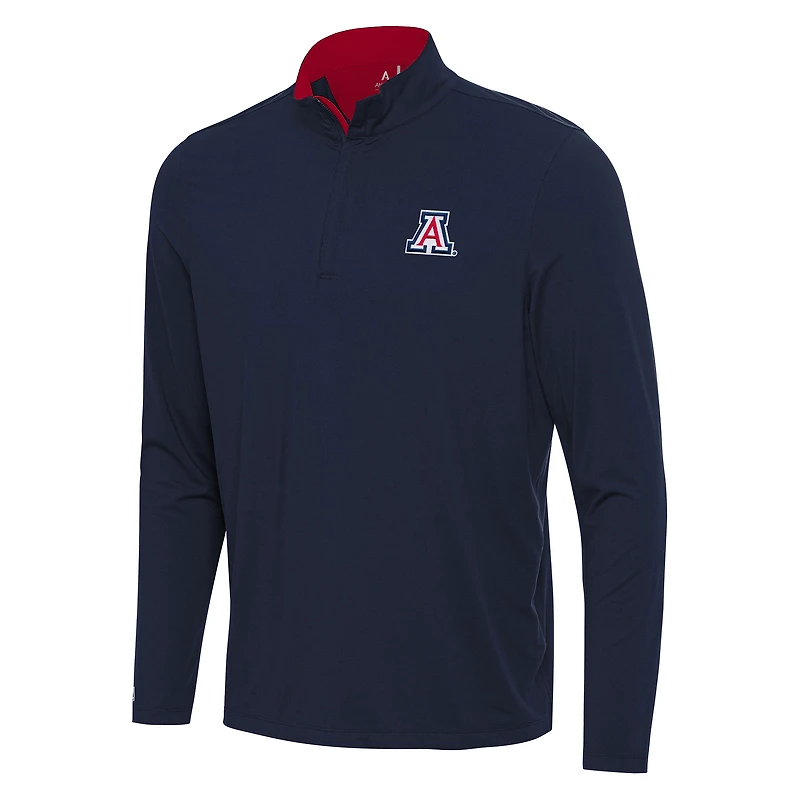 Men's Antigua Navy/Red Arizona Wildcats Content Quarter-Zip Pullover Top
