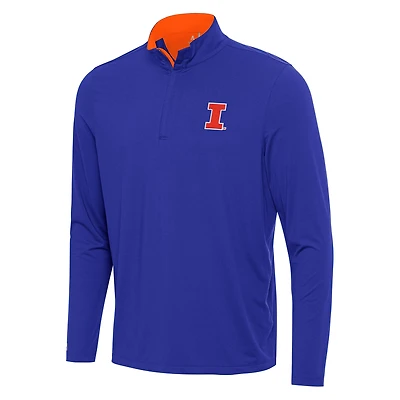 Men's Antigua Blue/Orange Illinois Fighting Illini Content Quarter-Zip Pullover Top
