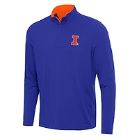 Men's Antigua Blue/Orange Illinois Fighting Illini Content Quarter-Zip Pullover Top