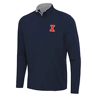 Men's Antigua Navy/Gray Illinois Fighting Illini Content Quarter-Zip Pullover Top