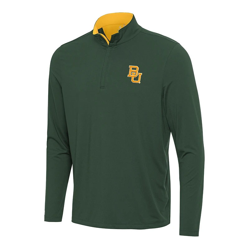 Men's Antigua Green/Gold Baylor Bears Content Quarter-Zip Pullover Top