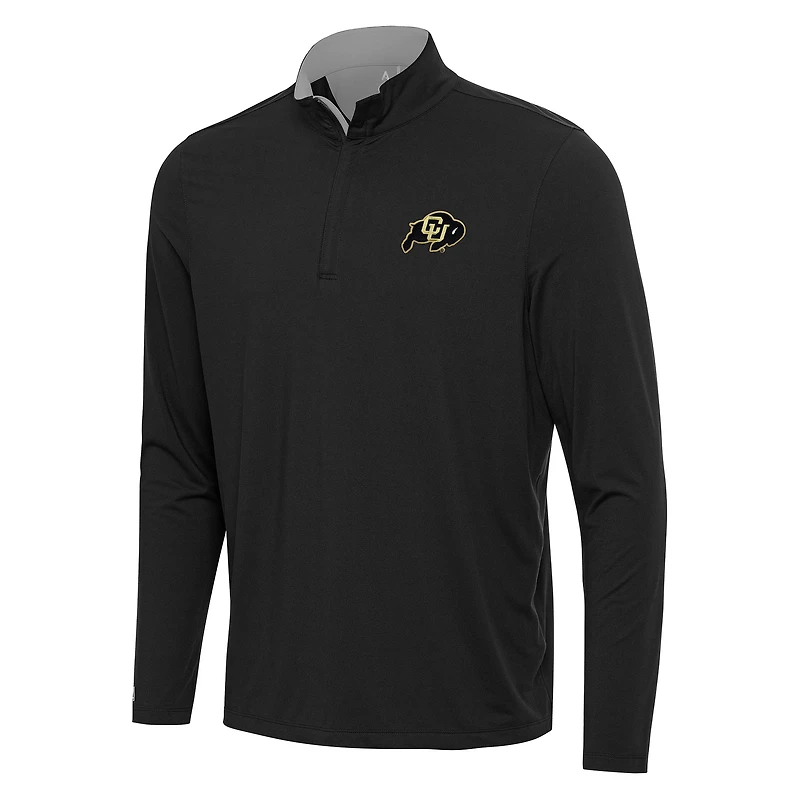 Men's Antigua Black/Gray Colorado Buffaloes Content Quarter-Zip Pullover Top