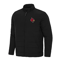 Men's Antigua Black Louisville Cardinals Swelter Full-Zip Puffer Jacket