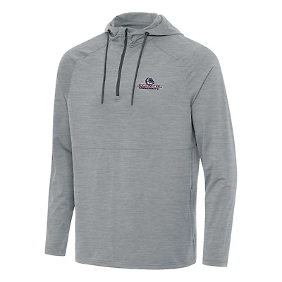 Men's Antigua Heather Gray Gonzaga Bulldogs Spikes Raglan Quarter-Zip Hoodie