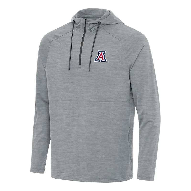 Men's Antigua Heather Gray Arizona Wildcats Spikes Raglan Quarter-Zip Hoodie