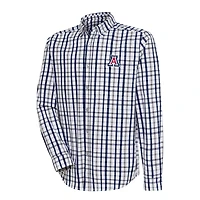 Men's Antigua  Navy/Gray Arizona Wildcats Tending Tri-Blend Button-Down Long Sleeve Shirt