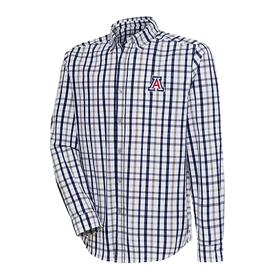 Men's Antigua  Navy/Gray Arizona Wildcats Tending Tri-Blend Button-Down Long Sleeve Shirt