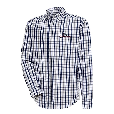 Men's Antigua  Navy/Gray Gonzaga Bulldogs Tending Tri-Blend Button-Down Long Sleeve Shirt