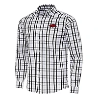 Men's Antigua  Black/Gray Arkansas Razorbacks Tending Tri-Blend Button-Down Long Sleeve Shirt