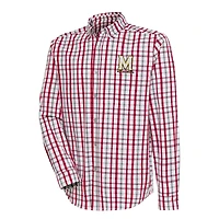 Men's Antigua  Red/Gray Maryland Terrapins Tending Tri-Blend Button-Down Long Sleeve Shirt