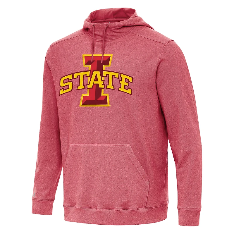 Men's Antigua Heather Cardinal Iowa State Cyclones Cloud Pullover Hoodie