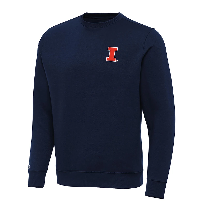 Men's Antigua Navy Illinois Fighting Illini Big & Tall Victory Crew Neck Pullover Sweatshirt