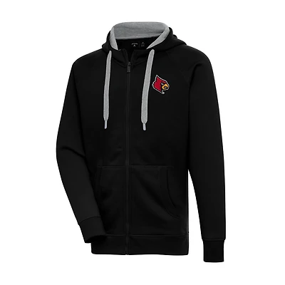 Men's Antigua Black Louisville Cardinals Big & Tall Victory Full-Zip Hoodie Jacket