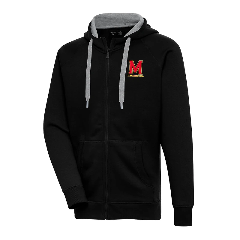 Men's Antigua Black Maryland Terrapins Big & Tall Victory Full-Zip Hoodie Jacket