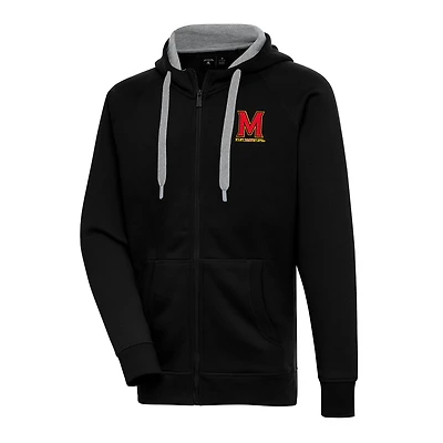 Men's Antigua Black Maryland Terrapins Big & Tall Victory Full-Zip Hoodie Jacket