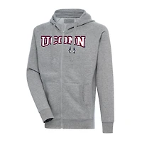 Men's Antigua Heather Gray UConn Huskies Big & Tall Victory Raglan Full-Zip Hoodie Jacket