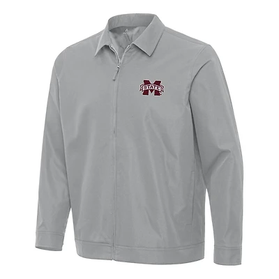 Men's Antigua  Gray Mississippi State Bulldogs Pivot Full-Zip Jacket