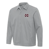 Men's Antigua  Gray Mississippi State Bulldogs Pivot Full-Zip Jacket