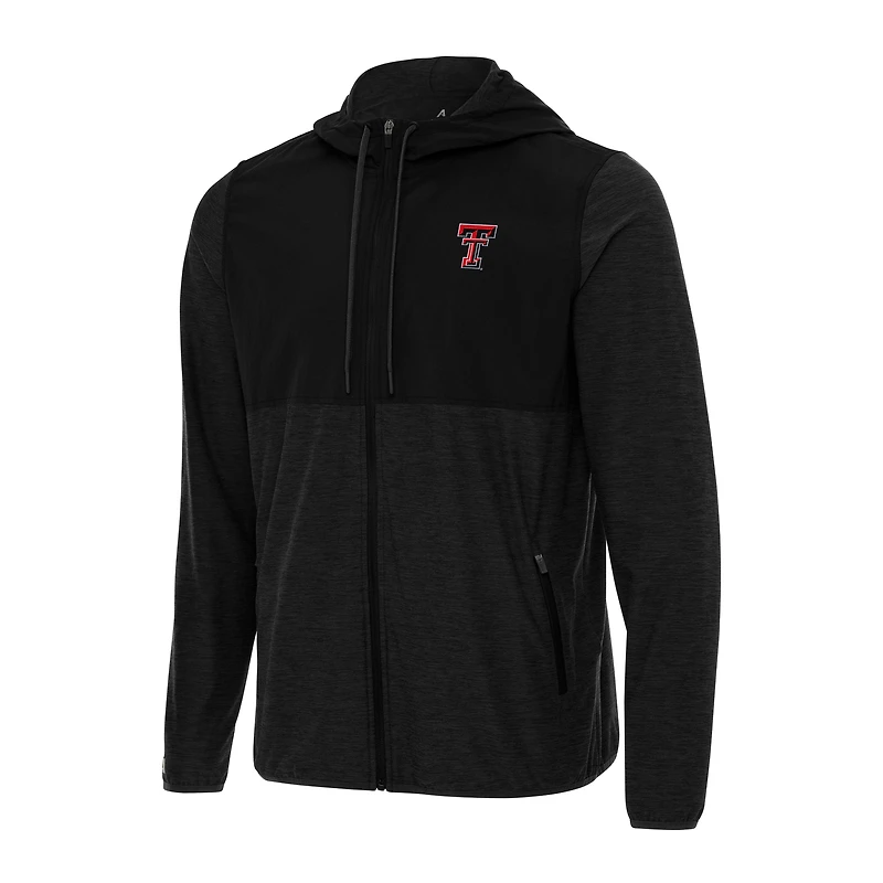 Men's Antigua Black Texas Tech Red Raiders Sway Full-Zip Hoodie Jacket
