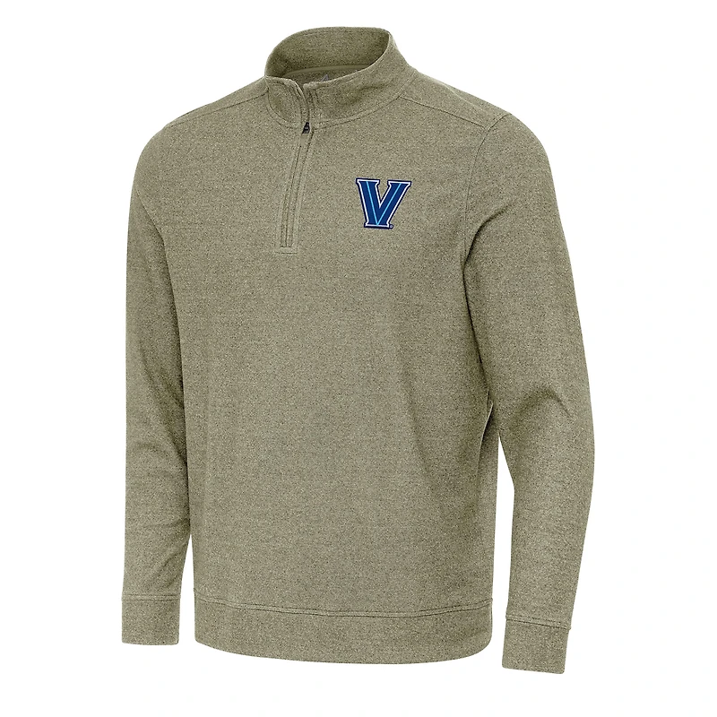 Men's Antigua Olive Villanova Wildcats Subtle Quarter-Zip Sweatshirt