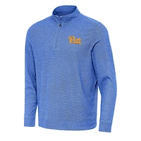 Men's Antigua Heather Royal Pitt Panthers Subtle Quarter-Zip Sweatshirt