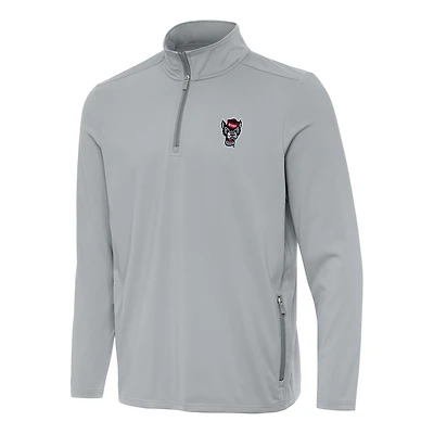 Men's Antigua  Gray NC State Wolfpack Perilous Quarter-Zip Sweatshirt