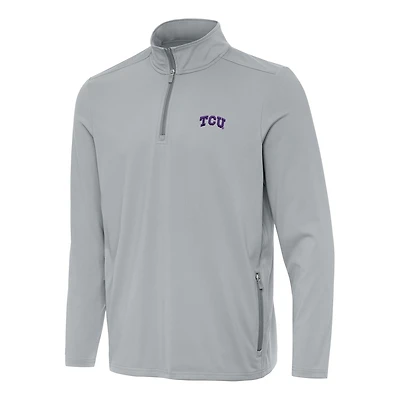 Men's Antigua  Gray TCU Horned Frogs Perilous Quarter-Zip Sweatshirt