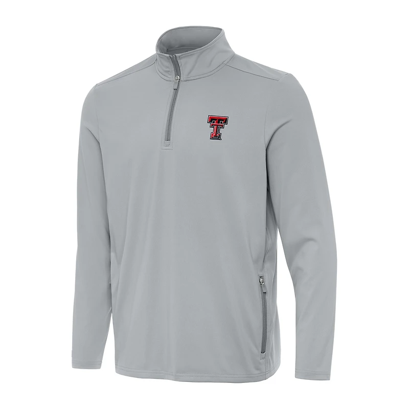 Men's Antigua  Gray Texas Tech Red Raiders Perilous Quarter-Zip Sweatshirt