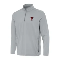 Men's Antigua  Gray Texas Tech Red Raiders Perilous Quarter-Zip Sweatshirt