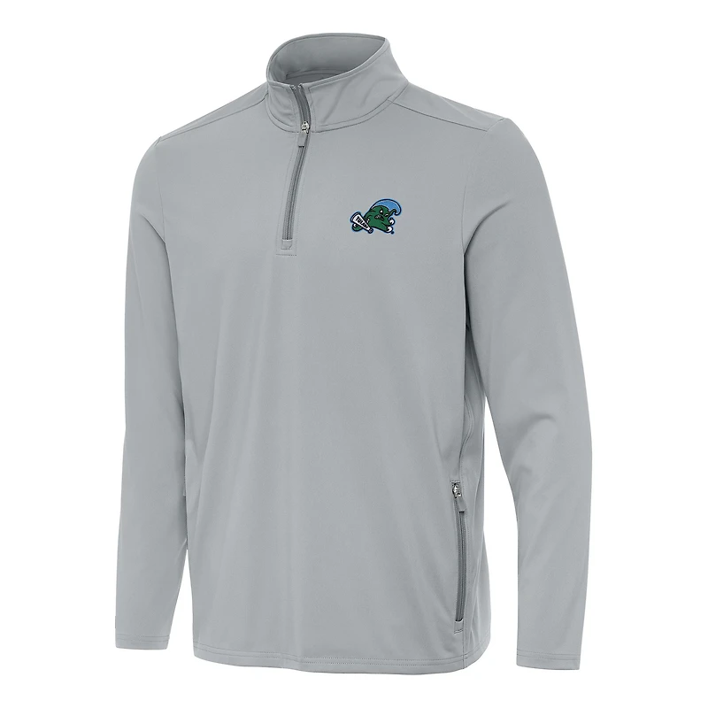 Men's Antigua Gray Tulane Green Wave Perilous Quarter-Zip Sweatshirt