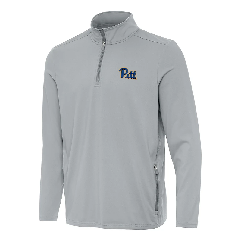 Men's Antigua Gray Pitt Panthers Perilous Quarter-Zip Sweatshirt