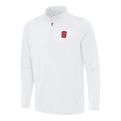 Men's Antigua White Syracuse Orange Reprocess Quarter-Zip Top