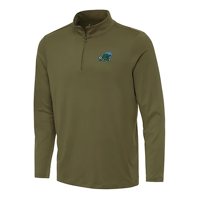 Men's Antigua Olive Tulane Green Wave Reprocess Quarter-Zip Top