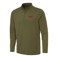 Men's Antigua Olive Oklahoma State Cowboys Reprocess Quarter-Zip Top