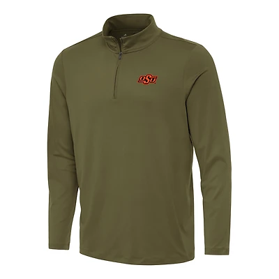Men's Antigua Olive Oklahoma State Cowboys Reprocess Quarter-Zip Top