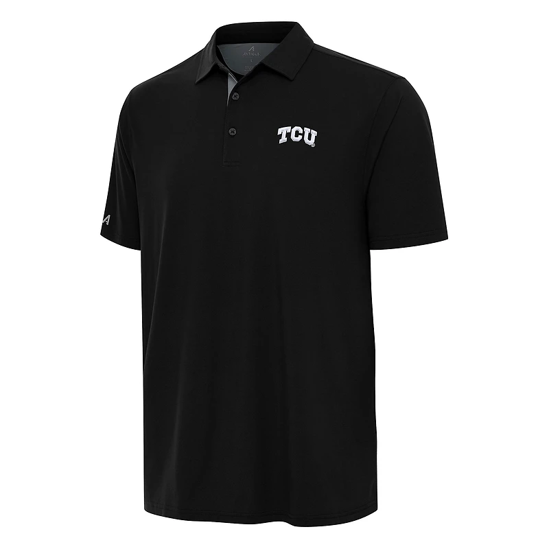 Men's Antigua Black/Gray TCU Horned Frogs Era Polo