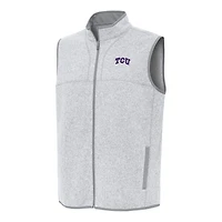 Men's Antigua Heather Gray TCU Horned Frogs Fortune Full-Zip Vest