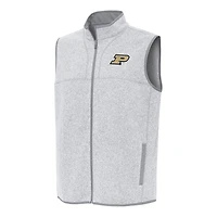 Men's Antigua Heather Gray Purdue Boilermakers Fortune Full-Zip Vest
