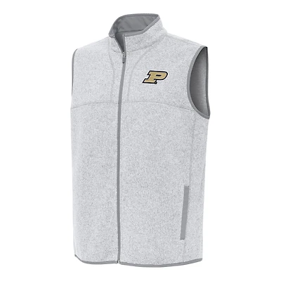 Men's Antigua Heather Gray Purdue Boilermakers Fortune Full-Zip Vest