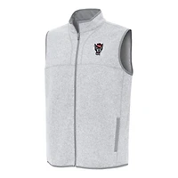 Men's Antigua Heather Gray NC State Wolfpack Fortune Full-Zip Vest